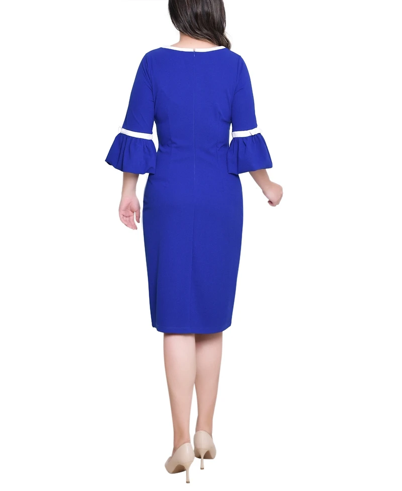 Ny Collection Women's 3/4 Sleeve Contrast Detail Dress