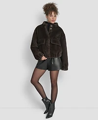 Dkny Women's Collar Neck Bomber Coat