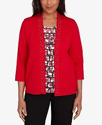 Alfred Dunner Jet Setter Geometric Inner Two One Sweater