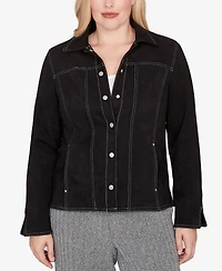Alfred Dunner Jet Setter Print Lining Faux Suede Jacket