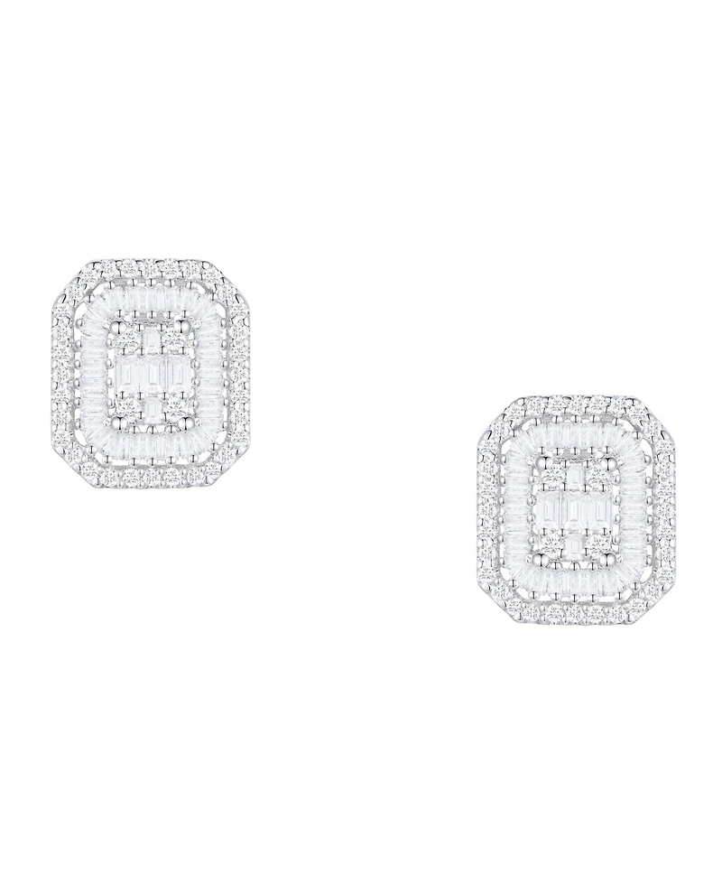 Diamond Baguette & Round Earrings (1/2 ct. t.w.) 14k Yellow or White Gold