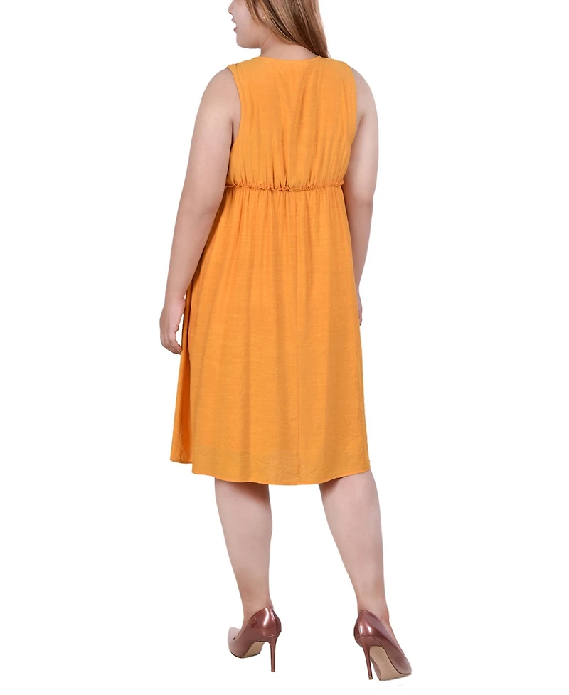 Ny Collection Plus Sleeveless Crochet Detail Dress