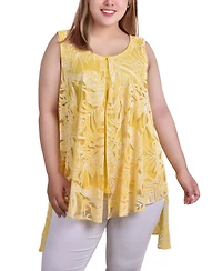 Ny Collection Plus Sleeveless Hi Lo Burnout Tunic