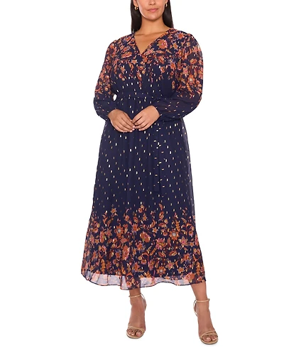 Msk Plus Placement Print V-Neck Maxi Dress