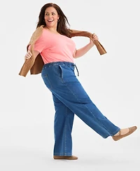 Style & Co Plus High-Rise Pull-On Wide-Leg Jeans, Macy's Exclusive