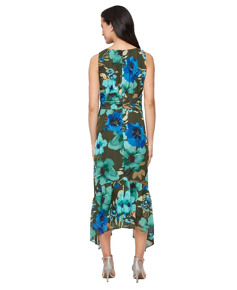 Sl Fashions Women's Printed Sleeveless A-Line Midi Dress