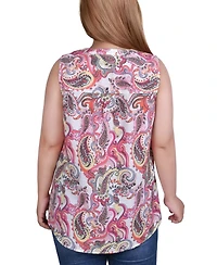 Ny Collection Plus Sleeveless Pintucked Top