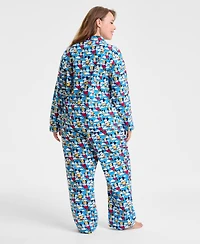 Disney | Macy's Plus Mickey Mouse & Minnie Flannel Pajama Set, Exclusive