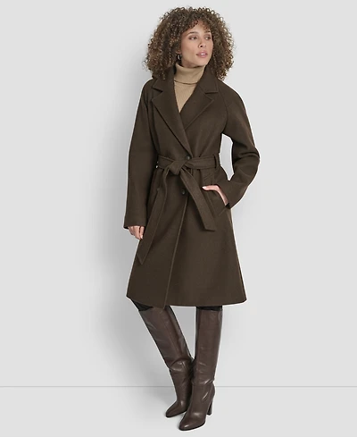Dkny Women's Belted Notch Collar Coat