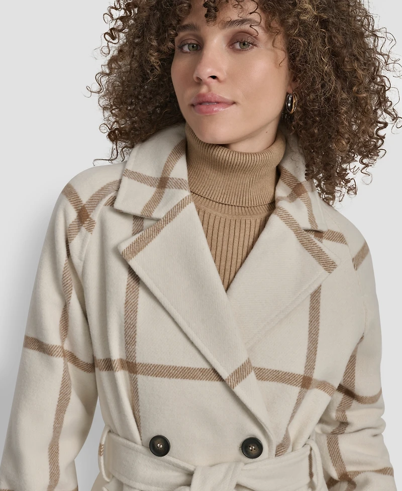 Dkny Petite Belted Notch Collar Coat