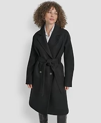 Dkny Womens Belted Notch Collar Coat P Xs Xxl