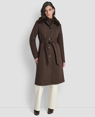 Dkny Women's Single-Breasted Pillow Collar Coat