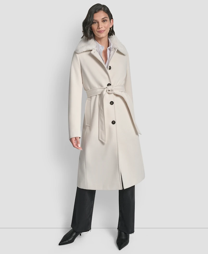 Dkny Women's Single-Breasted Pillow Collar Coat