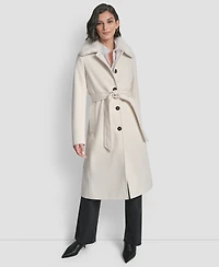 Dkny Women's Single-Breasted Pillow Collar Coat