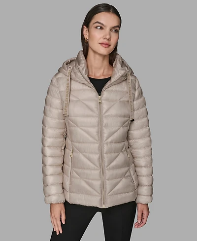 Karl Lagerfeld Paris Women's Drawstring Puffer Coat