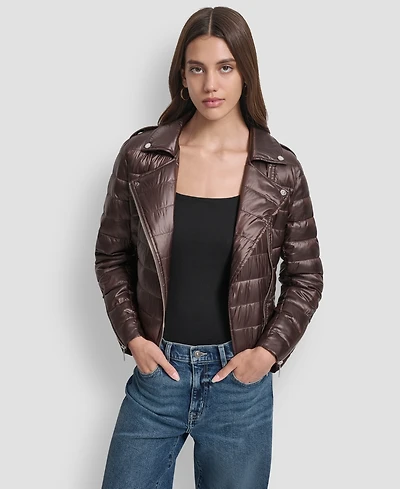 Dkny Jeans Women's Lightweight Zip-Front Puffer Jacket