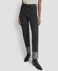 Dkny Jeans Women's High-Rise Classic Cuffed Straight-Leg