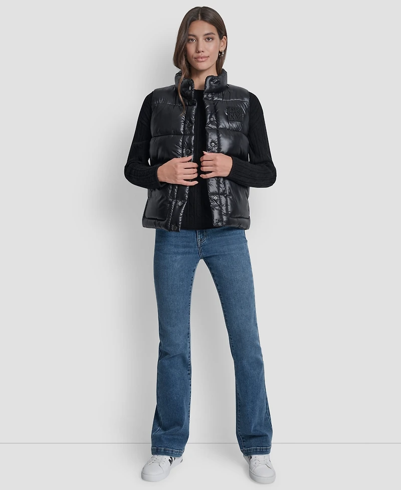Dkny Jeans Women's Quilted Mock Neck Puffer Jacket