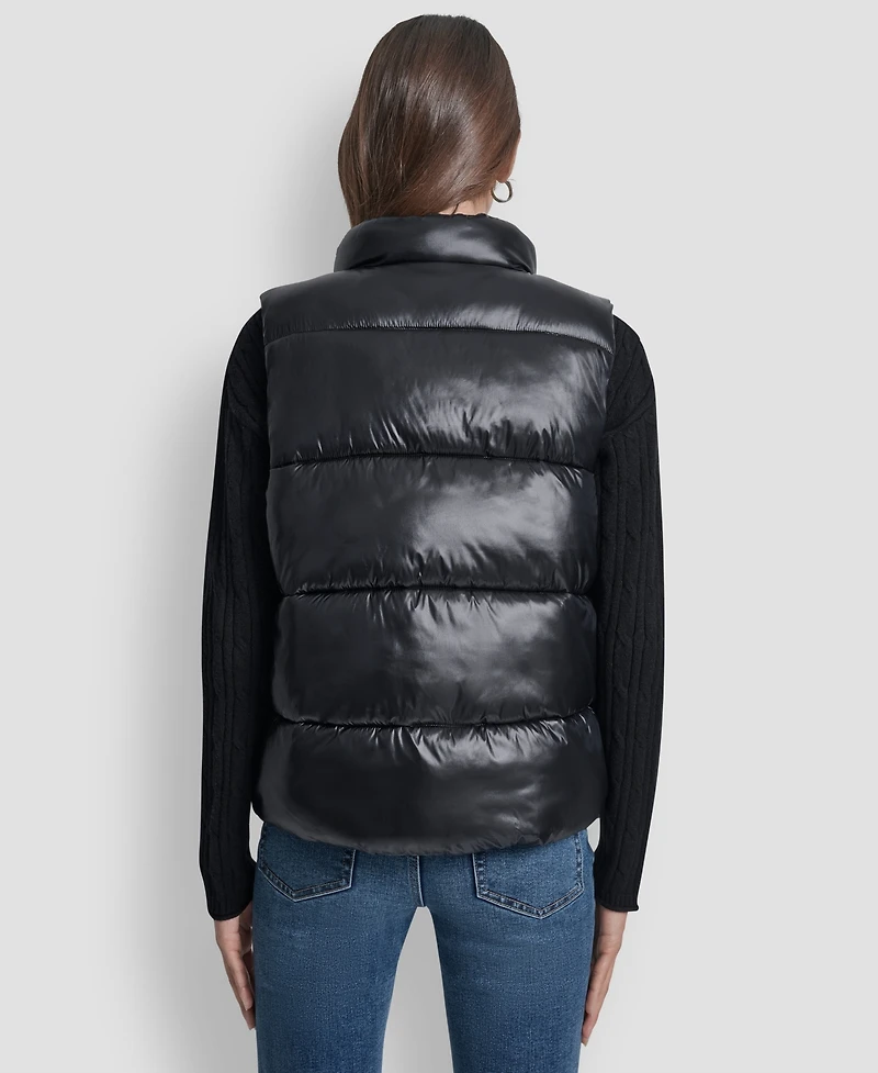 Dkny Jeans Women's Quilted Mock Neck Puffer Jacket