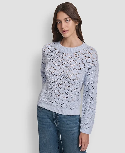 Dkny Jeans Women's Pointelle Long Sleeve Sweater
