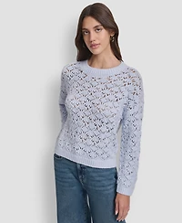 Dkny Jeans Women's Pointelle Long Sleeve Sweater