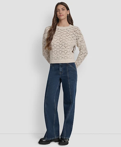 Dkny Jeans Women's Pointelle Long Sleeve Sweater