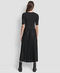Dkny Jeans Women's Ballet Sleeve Pleated Midi Dress
