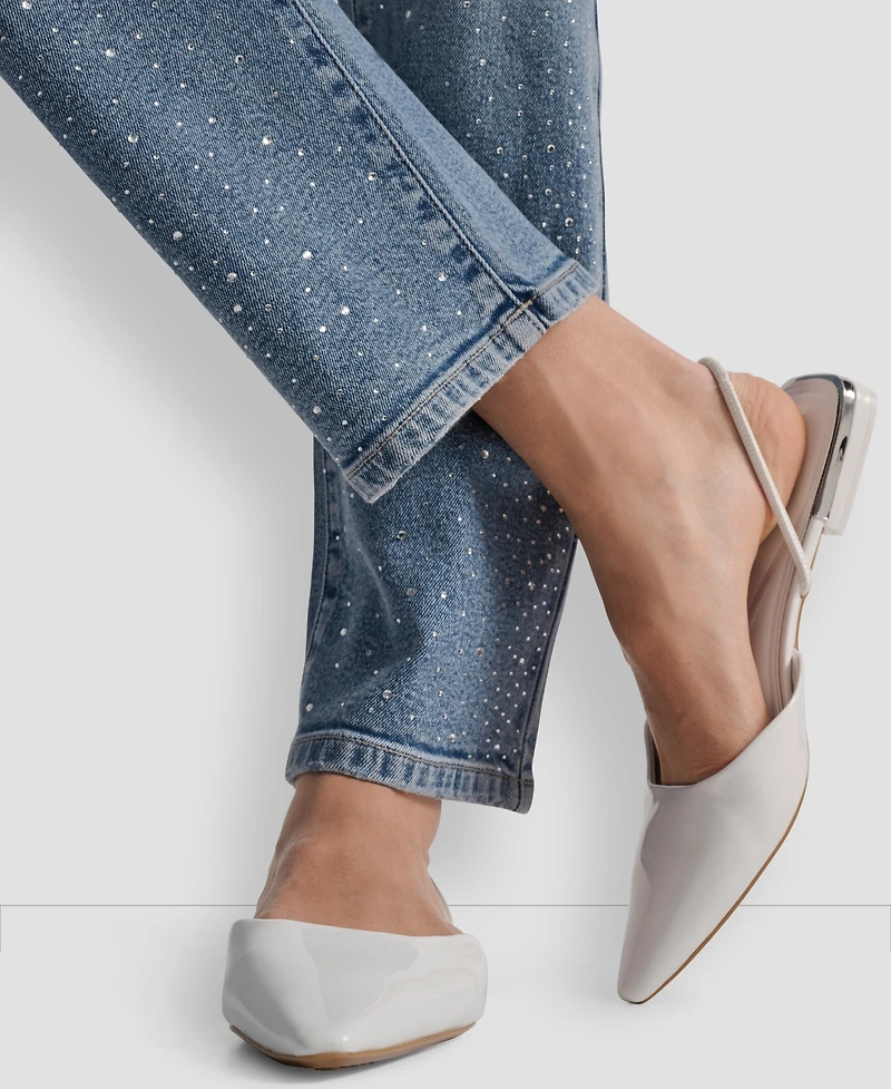 Dkny Jeans Women's High Rise Straight Fit Embellished