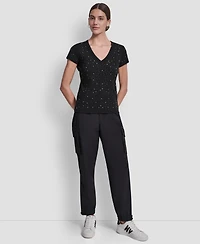 Dkny Jeans Women's Embellished V-Neck Top