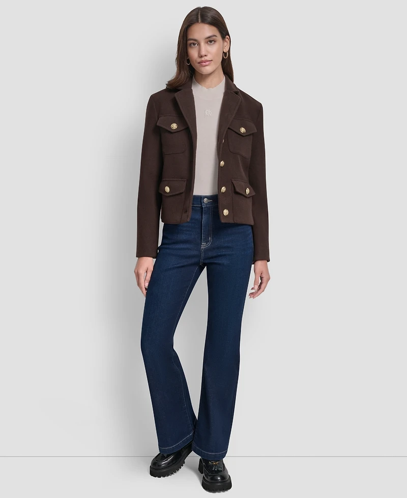 Dkny Jeans Women's Button Front Cropped Jacket