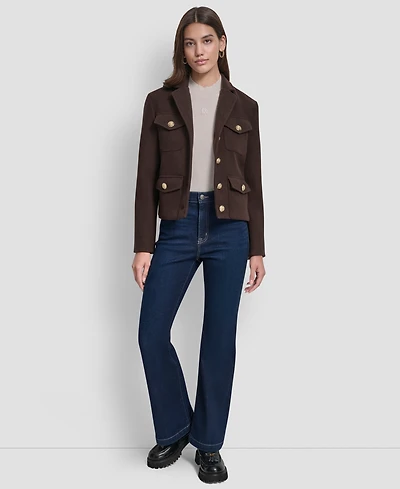 Dkny Jeans Women's Button Front Cropped Jacket
