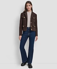 Dkny Jeans Women's Button Front Cropped Jacket