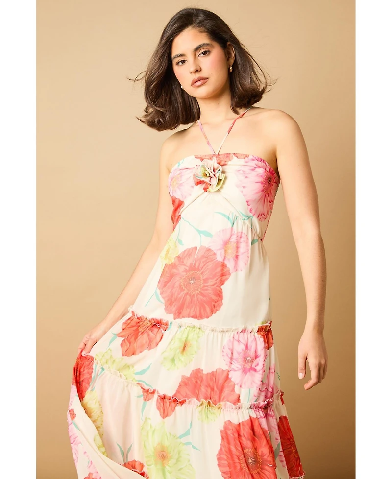 Oasis Women's Rosette Detail Halterneck Midi Dress