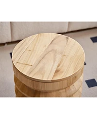 Nordlys - Brown Solid Wood Pouf with Storage Modern Design Style Living Room
