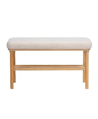 Nordlys - Solid Wood and White Boucle Storage Bench Exotic Boho Upholstery Entry