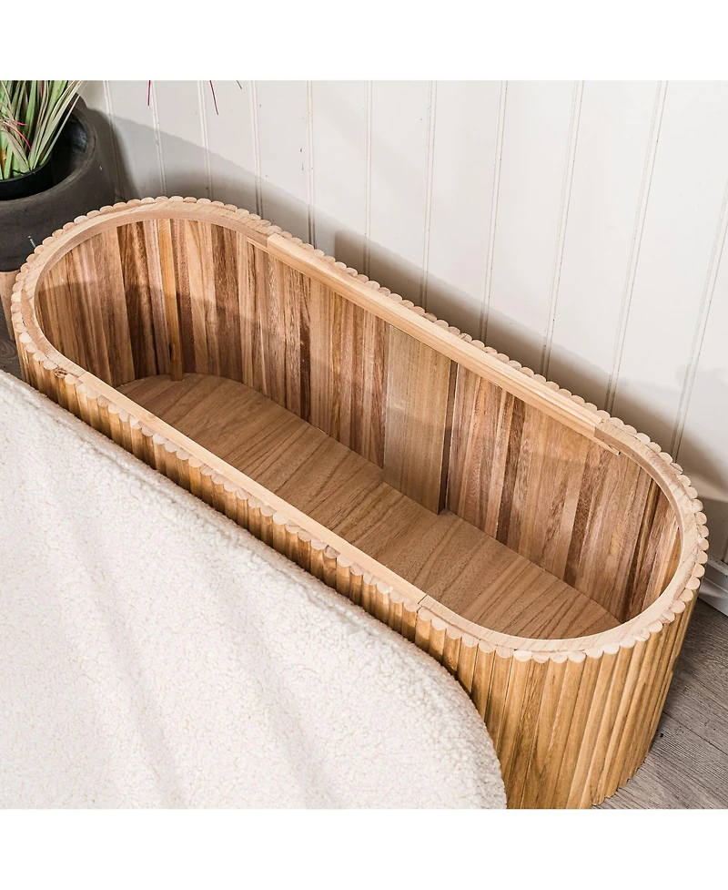 Nordlys - White Boucle Storage Bench Modern Design Style Upholstery Entry