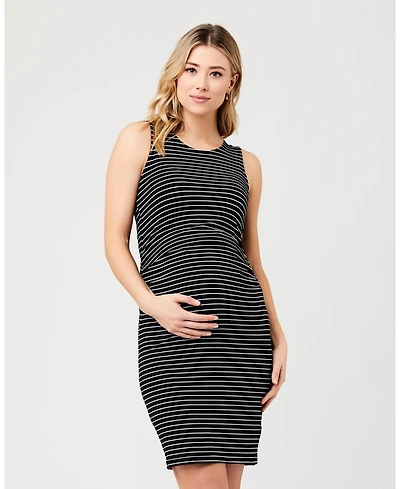 Ripe Maternity Maternity Mia Sleeveless Nursing Dress in Black and Flint - Perfect Beyond