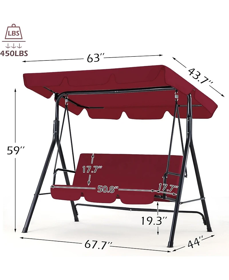 Aecojoy 3-Seat Outdoor Patio Swing Chair