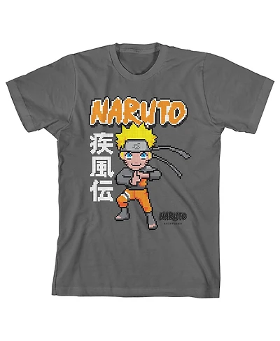 Naruto Boys Shippuden Pixel Character Youth Charcoal Graphic