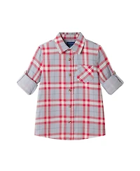 Andy & Evan Toddler Boys Toddler/Child Grey/Red Plaid Flannel Buttondown