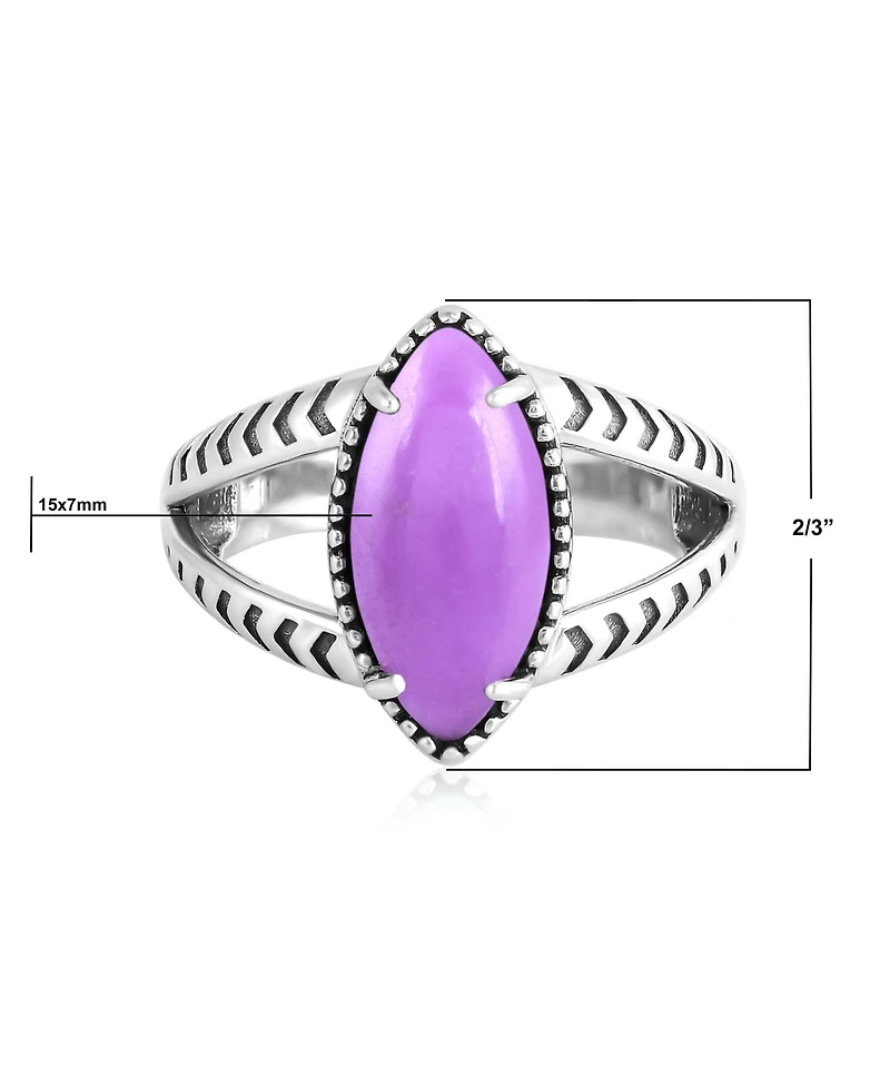 American West Jewelry Sterling Silver Phosphosiderite Marquise Split Shank Ring, Sizes 5 to 11