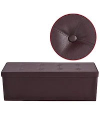 Costway 45''x15''x15'' Large Folding Storage Faux Leather Ottoman Pouffe Box Stool