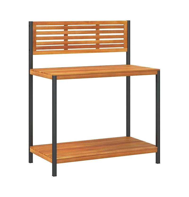 vidaXL Garden Work Table 35.4"x19.7"x43.3" Solid Wood Acacia and Steel