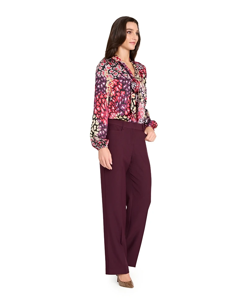 Tahari Asl Women's Long Sleeve Bow Tie-Neck Blouse