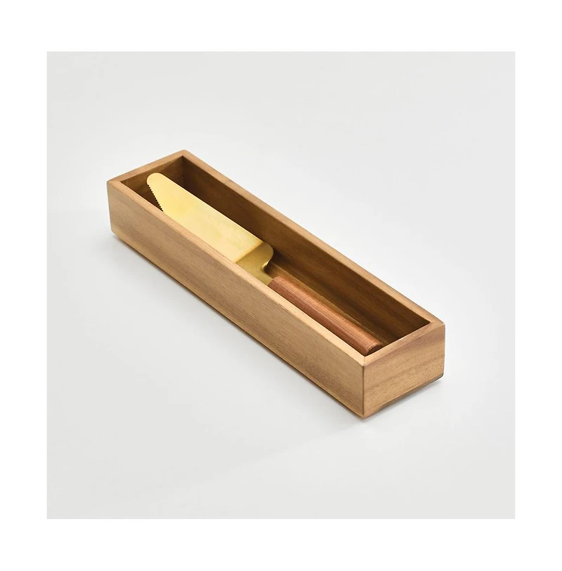 iDesign Acacia Wood Narrow Kitchen Drawer Organizer - Set of 3 - Natural