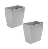iDesign Small Rectangular Bathroom Trash Cans - Set of 2 - Gray - Made in Usa