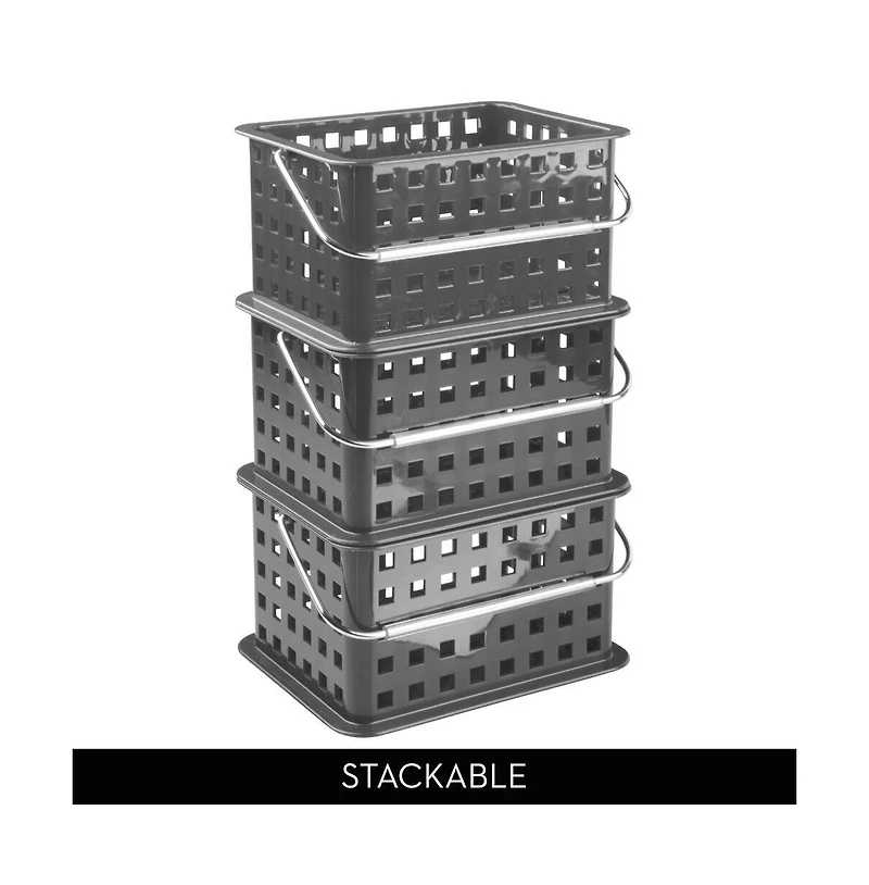 iDesign Small Stackable Shower Caddy Basket, Set of 3, Gray, Made in Usa