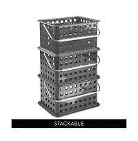 iDesign Small Stackable Shower Caddy Basket, Set of 3, Gray, Made in Usa