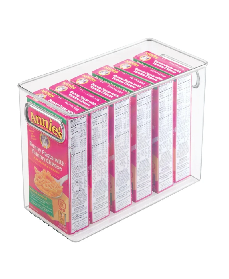 mDesign Tall Plastic Kitchen Food Storage Organizer Bin, Handles, 4 Pack - Clear