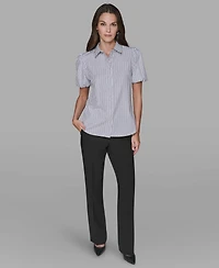 Karl Lagerfeld Paris Women's Short Sleeve Woven Top